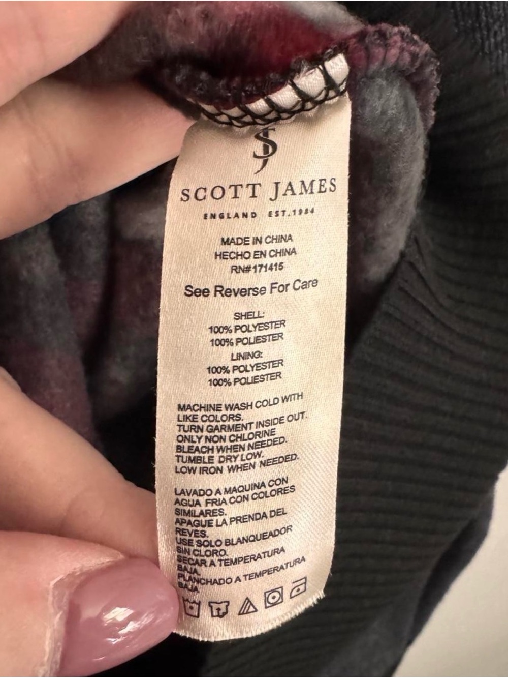 Scott James England Fleece Lined Gray Quarter Zip Sweater Large L - Picture 4 of 5